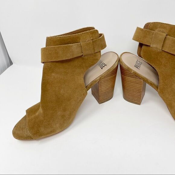 Paige Suede Mimi Buckle Peep Toe Ankle Booties - Picture 4 of 10